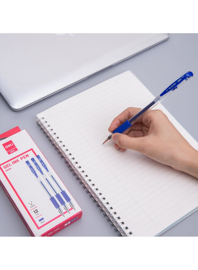 Deli E6600 Gel Pen (Conical Tip 0.5 mm), 12 pcs with 1 box â€“ Blue - Image 4