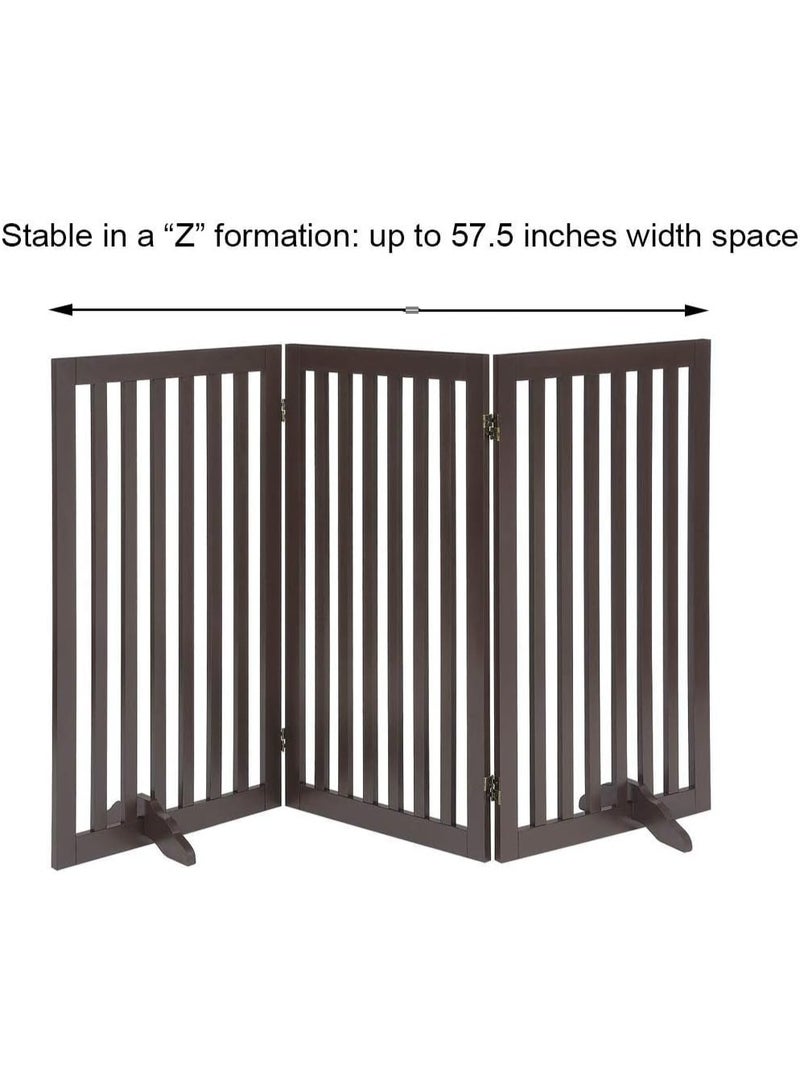 Unipaws Free Standing Pet Gate for Dog Cat, Tall Wooden Dog Gates for Doorway, Stairs, Foldable Pet Fence for The House, Expandable Dog Barrier, Indoor Use, Espresso - Image 5