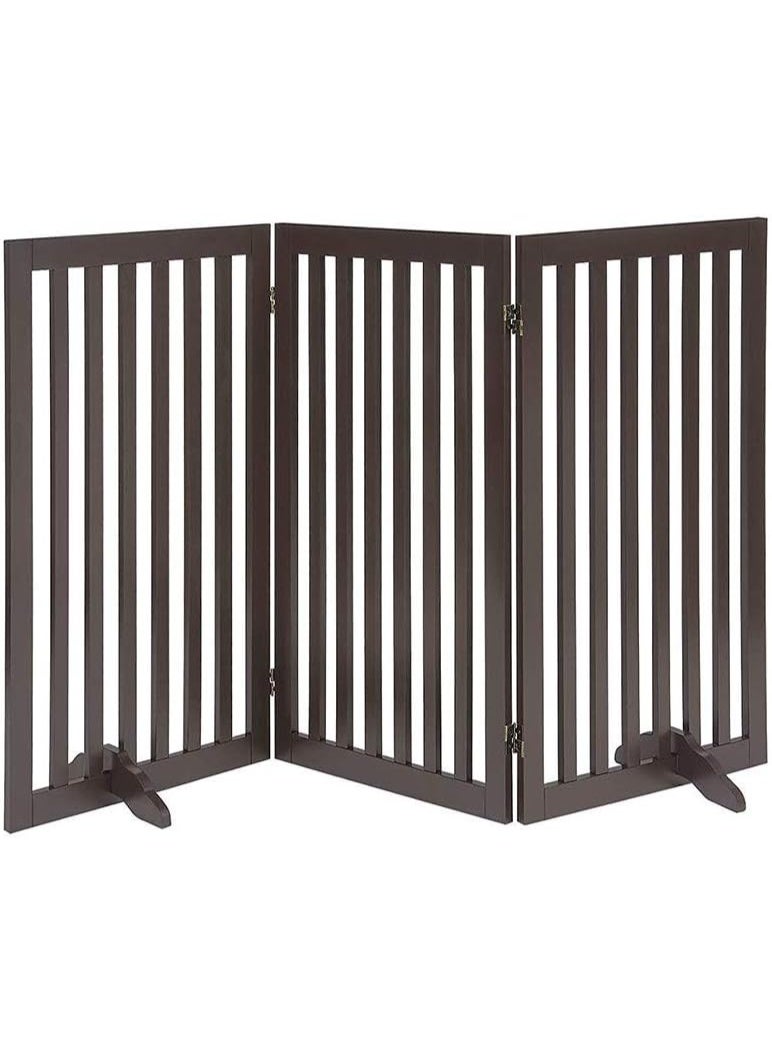 Unipaws Free Standing Pet Gate for Dog Cat, Tall Wooden Dog Gates for Doorway, Stairs, Foldable Pet Fence for The House, Expandable Dog Barrier, Indoor Use, Espresso - Image 1