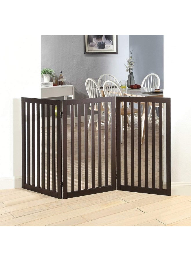 Unipaws Free Standing Pet Gate for Dog Cat, Tall Wooden Dog Gates for Doorway, Stairs, Foldable Pet Fence for The House, Expandable Dog Barrier, Indoor Use, Espresso - Image 3