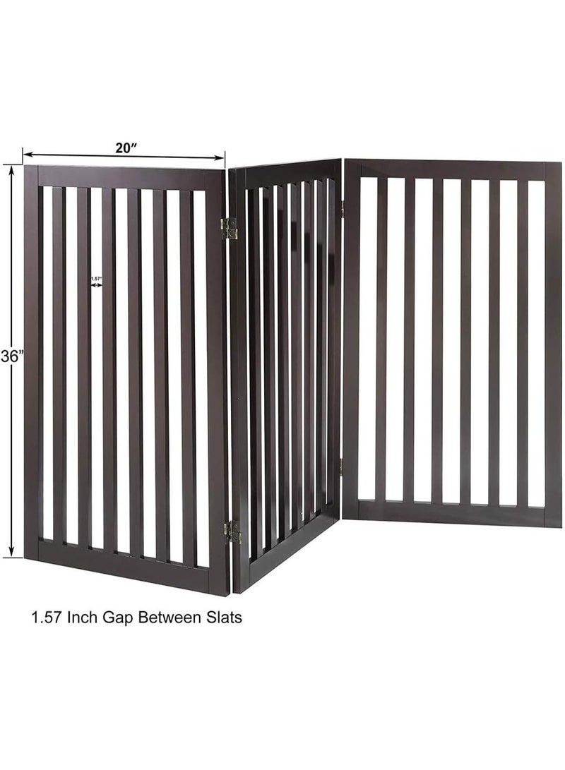 Unipaws Free Standing Pet Gate for Dog Cat, Tall Wooden Dog Gates for Doorway, Stairs, Foldable Pet Fence for The House, Expandable Dog Barrier, Indoor Use, Espresso - Image 4