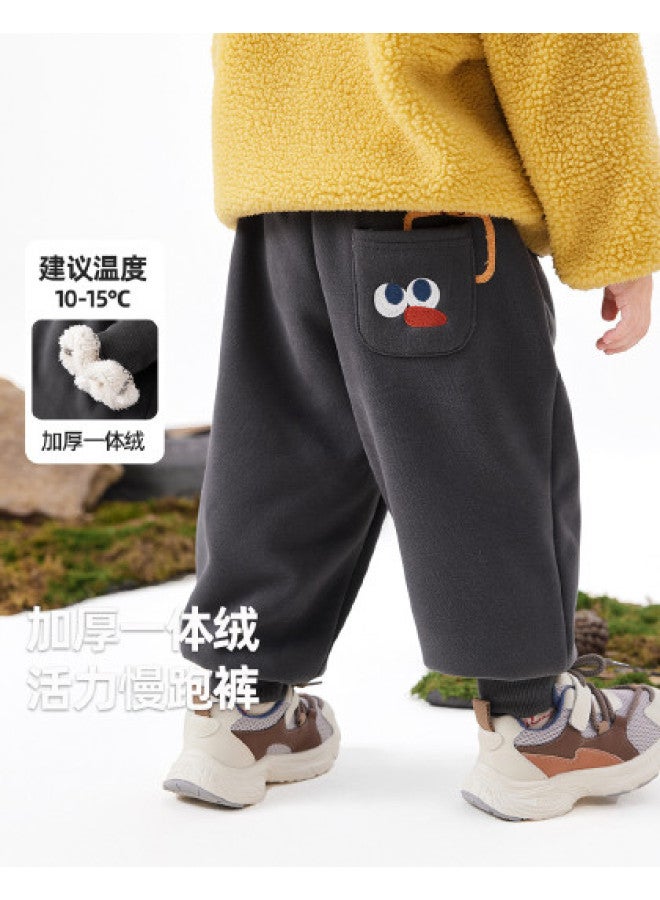 Doodle Home kids' Fleece-lined Pants - Winter Warmth, Thickened Casual Joggers With Cuffed Ankles For Boys & Girls - Image 1