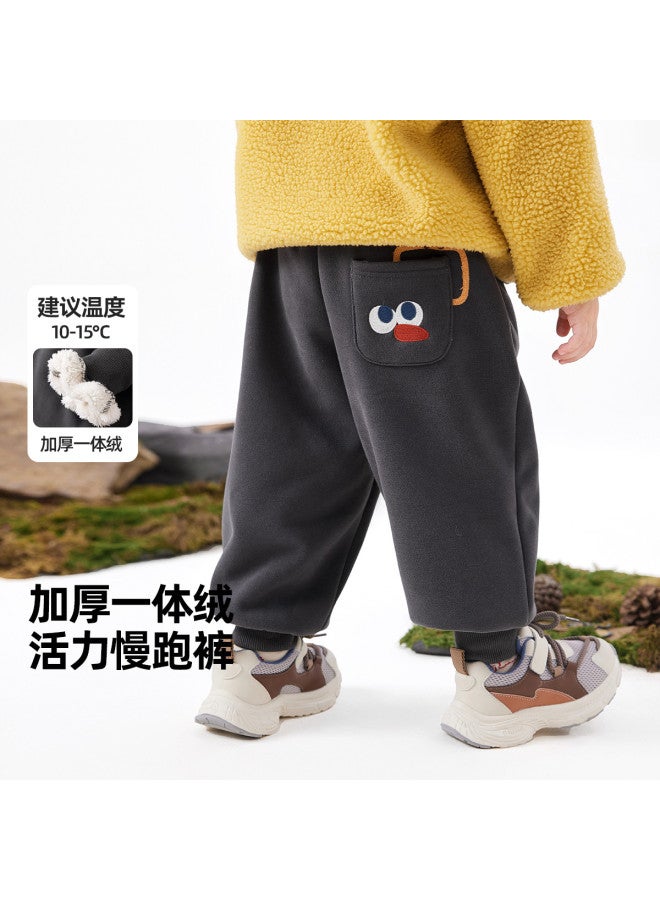 Doodle Home kids' Fleece-lined Pants - Winter Warmth, Thickened Casual Joggers With Cuffed Ankles For Boys & Girls - Image 2