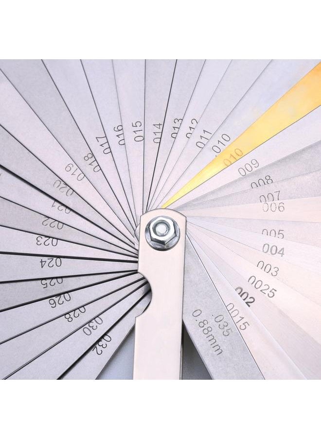 yongsheng 32 Blades Steel Feeler Gauge Dual Marked Metric and Imperial Measuring Tool . 0015-. 035 Copper sheet  - Image 5