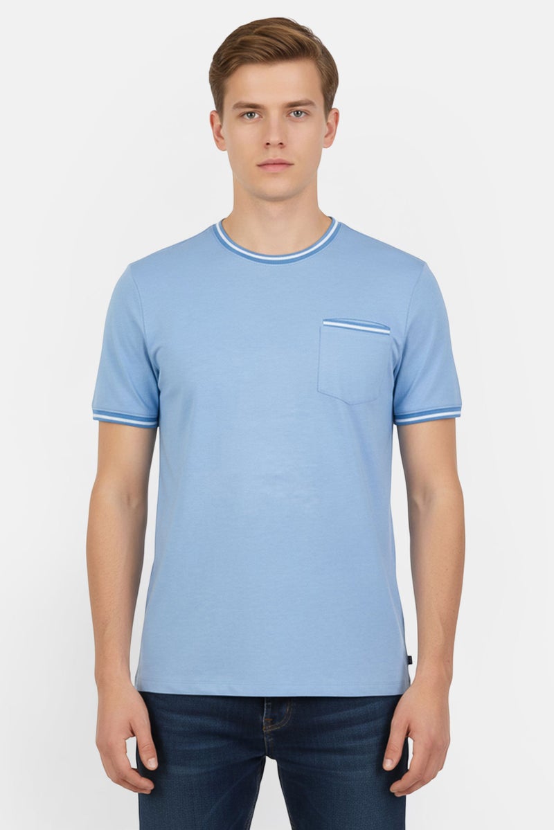 Chaps Men Crew Neck Short Sleeve Heather T-Shirt, Blue - Image 1