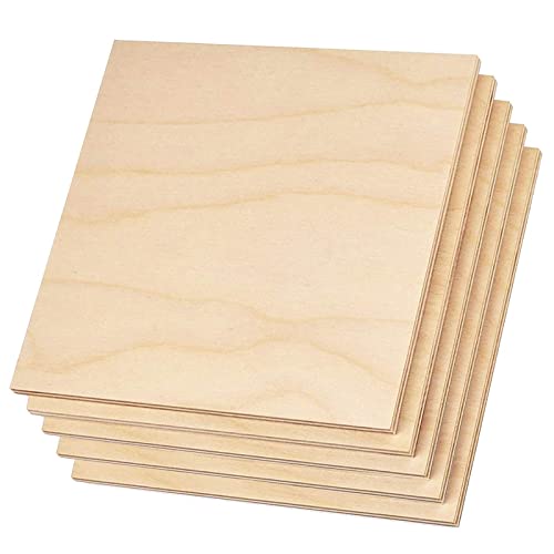 Craftiff Plywood Sheet Board Squares, A Grade, 12 x 12 inch, 1/4 inch Thick, Pack of 5 Unfinished Wood for Crafts Basswood by Craftiff - Image 1