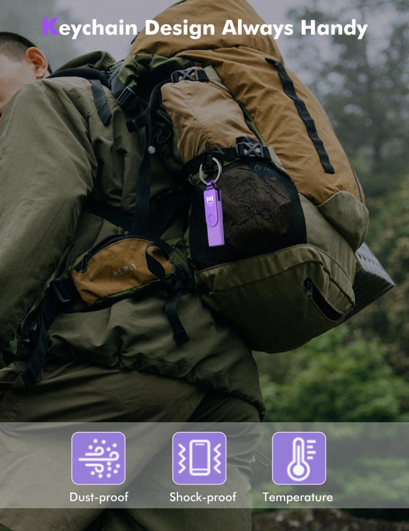MOSDART 128GB Dual USB C 3.2 Flash Drive, Up to 150MB/S Type C Thumb Drive with Keychain and LED Light, exFAT Memory Stick for iPhone 15,16 and 17, iPad, Android Phone, MacBook, Laptop, Purple - Image 5