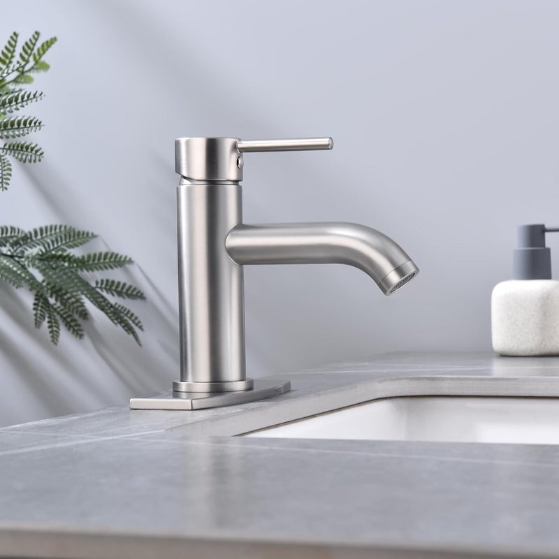 JAKARDA Single Handle Bathroom Faucet with Metal Drain Assembly and Escutcheon, Brushed Nickel - Image 5
