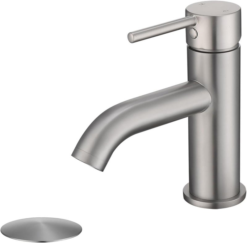 JAKARDA Single Handle Bathroom Faucet with Metal Drain Assembly and Escutcheon, Brushed Nickel - Image 1