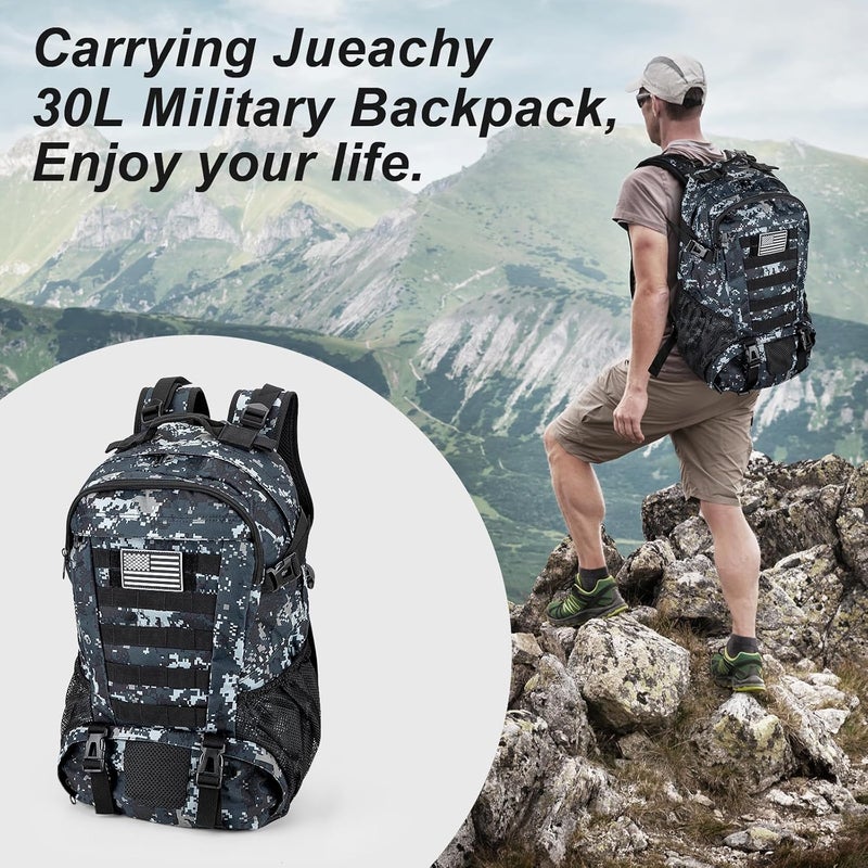 Jueachy Tactical Backpack for Men Hiking Day Pack Molle Military Rucksack Waterproof 30L EDC Bag with USA Flag Patch - Image 3