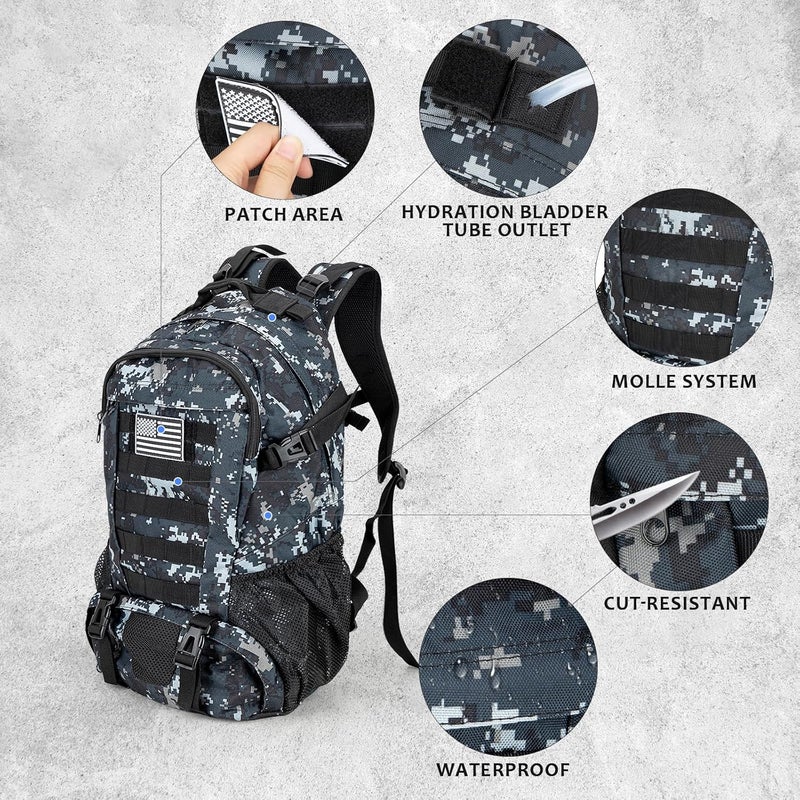 Jueachy Tactical Backpack for Men Hiking Day Pack Molle Military Rucksack Waterproof 30L EDC Bag with USA Flag Patch - Image 5