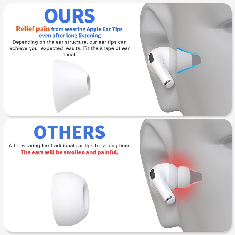 DamonLight 4 Pairs Ear Tips for AirPods Pro 1 & 2 [Relief Pain] [Fit in Case] Noise Cancellation Add Grip Sport Earbuds Extra Small/Small/Medium/Large (Mix Sizes) - Image 4