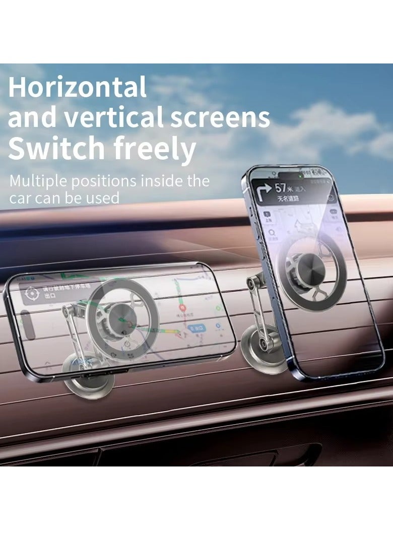 Alloy Car Holder, Magnetic Suction Cup Car Mobile Phone Mount, Folding Car Mobile Stand, Stable Safe, Angle Adjustment, Ergonomic, Compatible With Iphone 15/16/14/13/Pro/Samsung  - Image 3