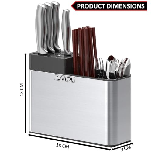 OVIOL Spoon Stand for Kitchen Steel Cutlery Stand Spoon Organizer for Kitchen Cutlery Holder for KitchenCountertop Forks Spatula Knives Spoon Holder Rustproof Durable (Knife Stand) - Image 2