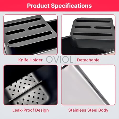 OVIOL Spoon Stand for Kitchen Steel Cutlery Stand Spoon Organizer for Kitchen Cutlery Holder for KitchenCountertop Forks Spatula Knives Spoon Holder Rustproof Durable (Knife Stand) - Image 5