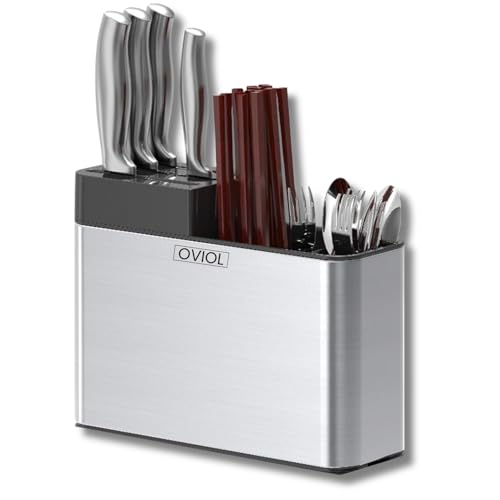 OVIOL Spoon Stand for Kitchen Steel Cutlery Stand Spoon Organizer for Kitchen Cutlery Holder for KitchenCountertop Forks Spatula Knives Spoon Holder Rustproof Durable (Knife Stand) - Image 1