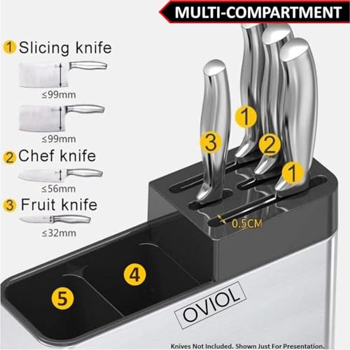 OVIOL Spoon Stand for Kitchen Steel Cutlery Stand Spoon Organizer for Kitchen Cutlery Holder for KitchenCountertop Forks Spatula Knives Spoon Holder Rustproof Durable (Knife Stand) - Image 3