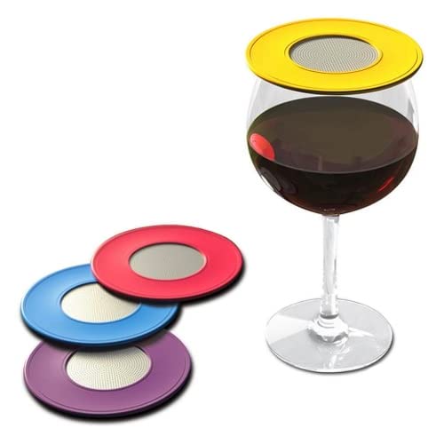 Drink Tops Ventilated Silicone Wine Glass Covers  Weighted Cover Allows air to circulate  Outdoor Glass Protectors prevent particles  BPA Free  4 Pack