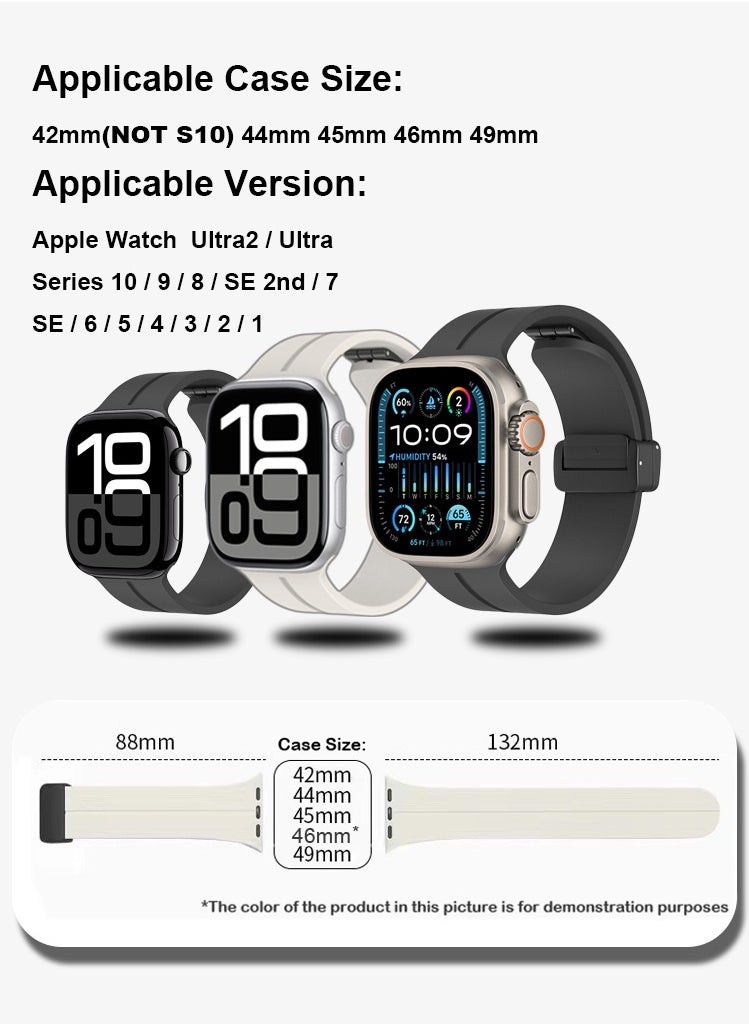 Generic - Soft Silicone Watch Band Sport Band with Magnetic Buckle for 42/44/45/49mm Apple Watch Ultra 2/Ultra and Series 9/8/SE 2nd/7/SE/6/5/4/3/2/1 - Image 1