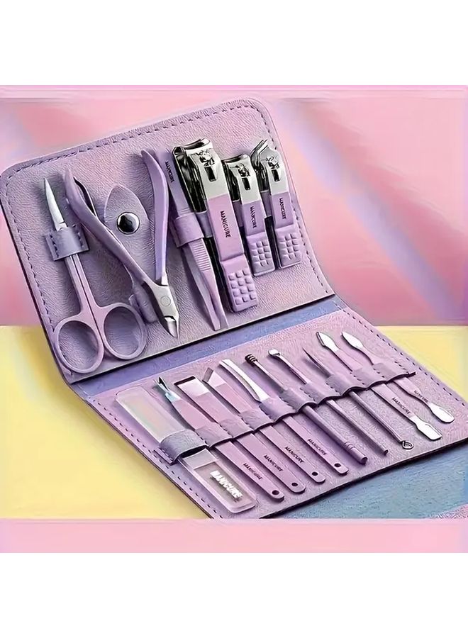 16 Pcs Green Stainless Steel Nail Pedicure Set With Clippers Scissors Ear Scoop Travel Essentials - Image 4