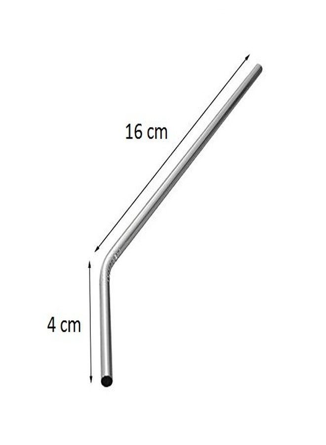 SpiderJuice Set of 2 pcs Metal Stainless Steel Strong Reusable Eco Friendly Drinking Straws Pipe with 1 pc Free Hard Bristles Flexible Cleaning Brush (2 Pcs Bent + 1 Pc Cleaning Flexible Brush) - Image 2