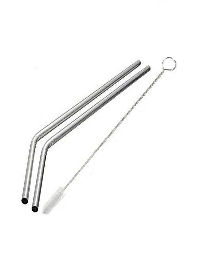 SpiderJuice Set of 2 pcs Metal Stainless Steel Strong Reusable Eco Friendly Drinking Straws Pipe with 1 pc Free Hard Bristles Flexible Cleaning Brush (2 Pcs Bent + 1 Pc Cleaning Flexible Brush) - Image 5
