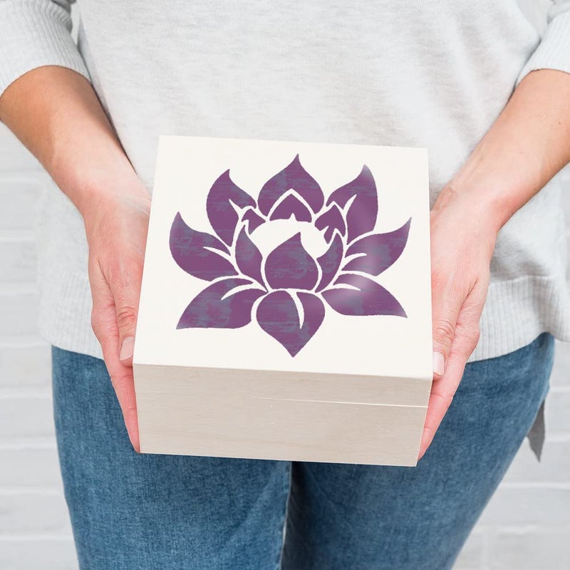 Ivanas Ivanas Flower Stencils for Painting on Wood Canvas Paper Fabric Walls and Furniture Lotus Stencil 6x6 Inches Reusable DIY Art and Craft Stencils Flower Paint Stencil  - Image 4