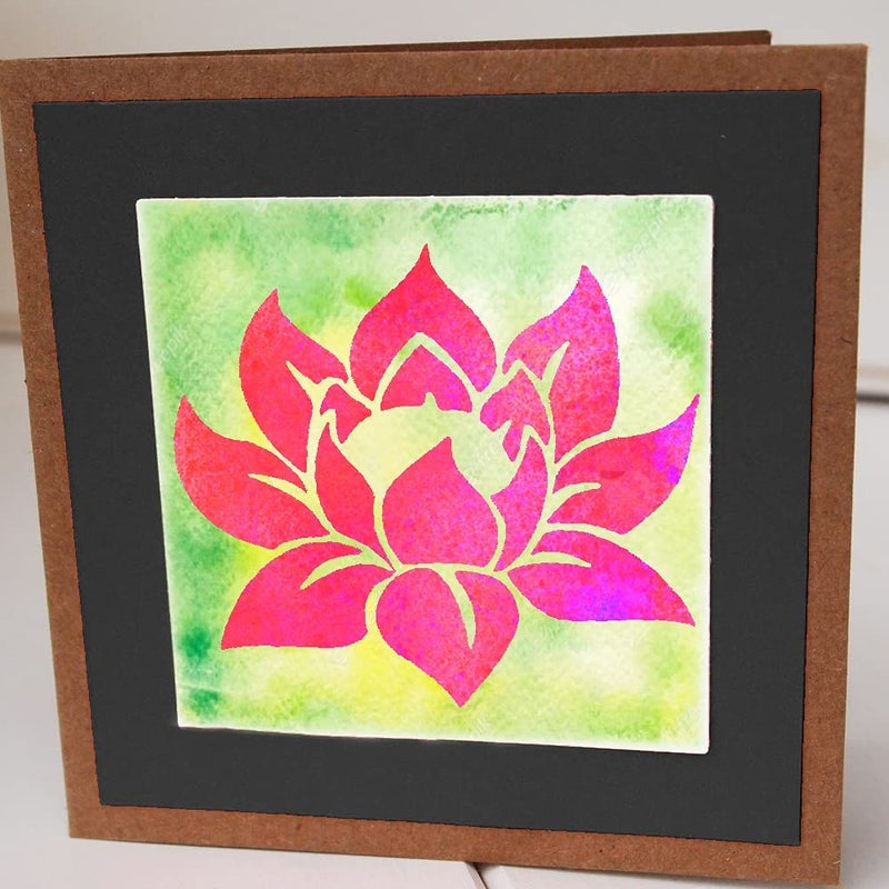 Ivanas Ivanas Flower Stencils for Painting on Wood Canvas Paper Fabric Walls and Furniture Lotus Stencil 6x6 Inches Reusable DIY Art and Craft Stencils Flower Paint Stencil  - Image 3