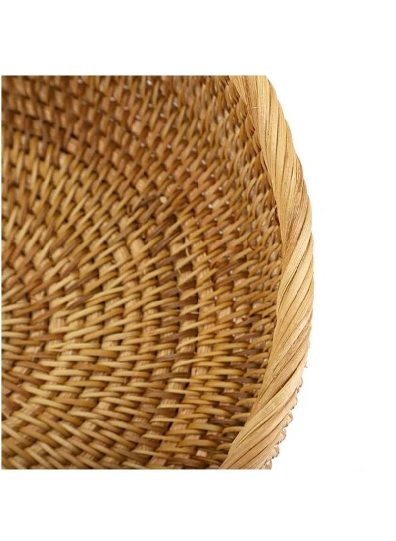 3-Piece Rattan Woven Serving Baskets Brown 25.8, 22.8, 19.7cm - Image 4