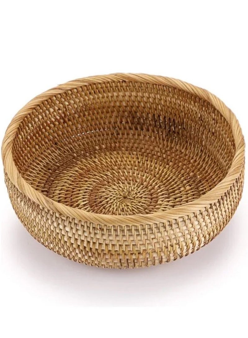 3-Piece Rattan Woven Serving Baskets Brown 25.8, 22.8, 19.7cm - Image 3