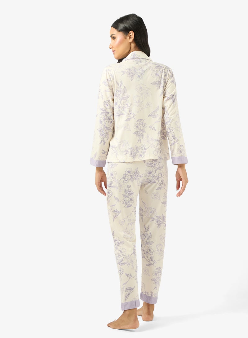 Ginger Satin Floral Shirt & Pyjama Set - Image 2