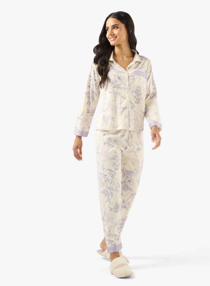 Ginger Satin Floral Shirt & Pyjama Set - Image 5