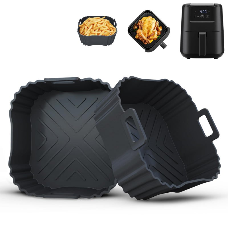LYHOLKEER 2 Pack Silicone Air Fryer Liners for CHEFMAN 2 Qt, Square Reusable Non-Stick Liners for COSORI 2.1 Quart, Instant Pot Vortex 2QT Mini Air Fryer, Easy Clean & Dishwasher Safe - Image 1