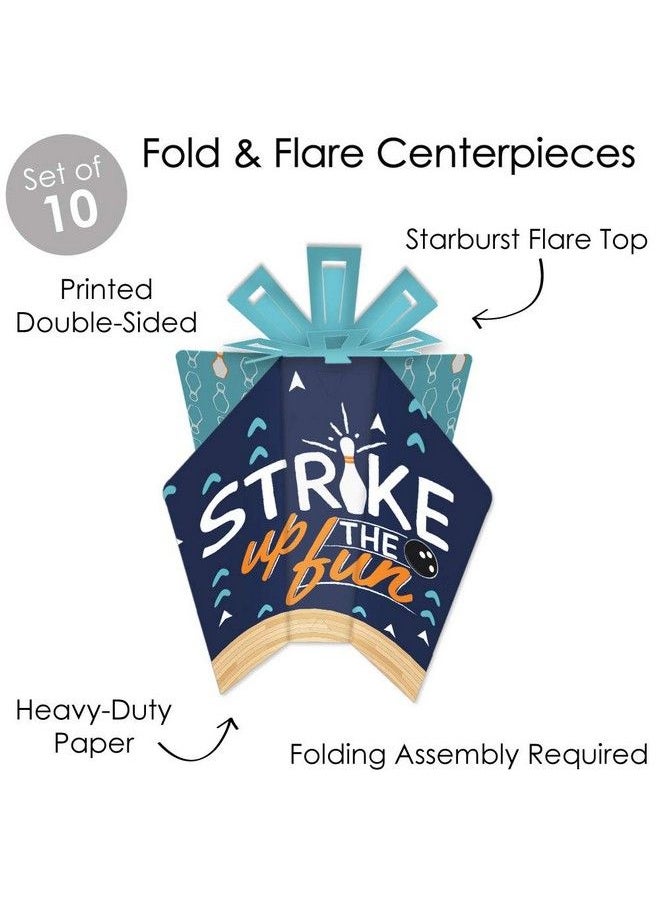 Big Dot of Happiness - Strike Up The Fun Bowling Table Decorations Birthday Party Or Baby Shower Fold And Flare Centerpieces 10 Count - Image 1