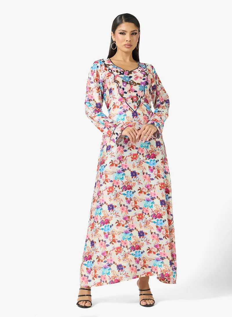 Arabian Closet  Embellished Belted Jalabiya for Women | Best Price UAE