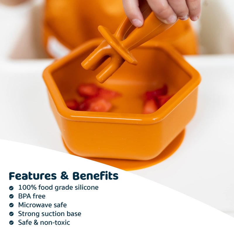 Tiny Twinkle Silicone Suction Bowl with Lid for Baby and Toddler - 100% Silicone - BPA Free - Microwave Safe - Suction Bowls for Baby, Snack Containers for Toddlers (Cinnamon) - Image 3