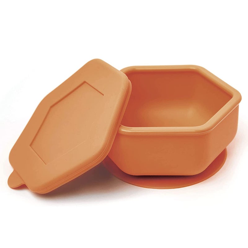 Tiny Twinkle Silicone Suction Bowl with Lid for Baby and Toddler - 100% Silicone - BPA Free - Microwave Safe - Suction Bowls for Baby, Snack Containers for Toddlers (Cinnamon) - Image 1