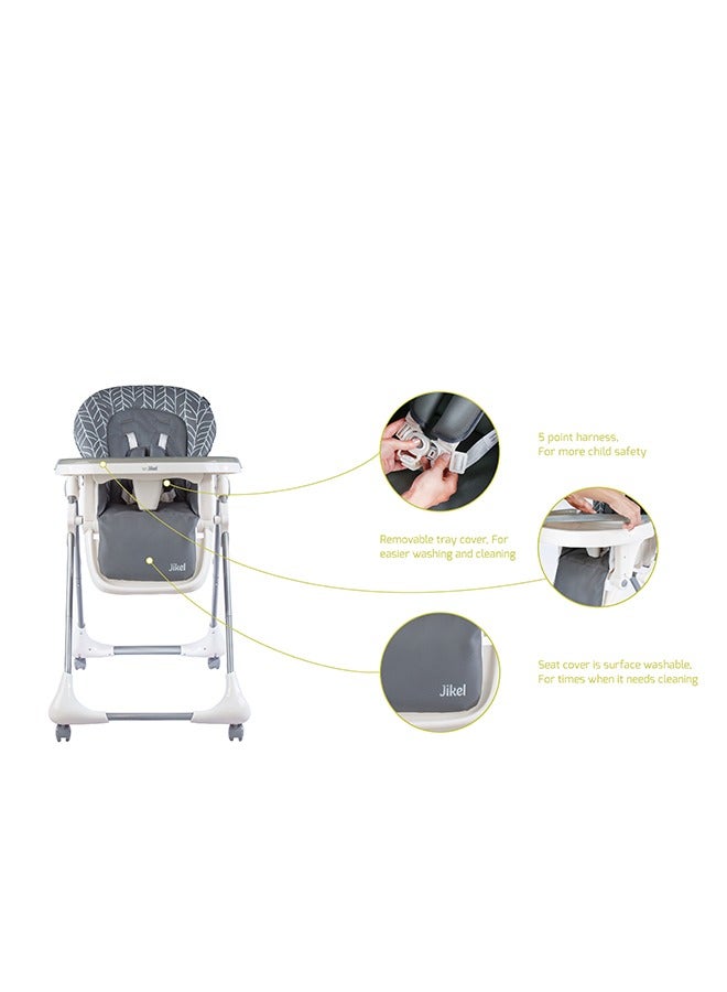 Jikel Tron Highchair With Adjustable Height And Tray, Up To 3 Years  - Merigold - Image 5