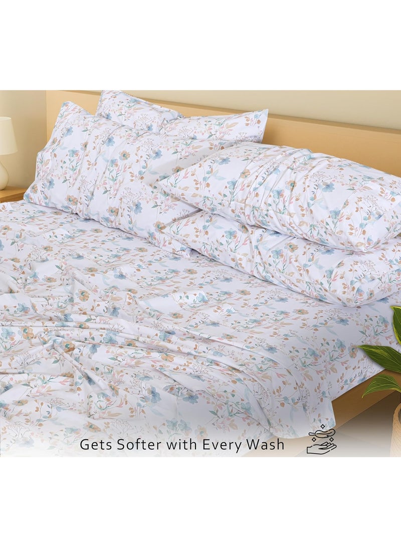 RUVANTI 6 Pcs Cotton Sheets - 100% Natural Cotton Soft, Lightweight & Breathable Crispy Percale Bed Sheets, Queen Sheet Set 16" Deep Pockets, Radiant - Image 3