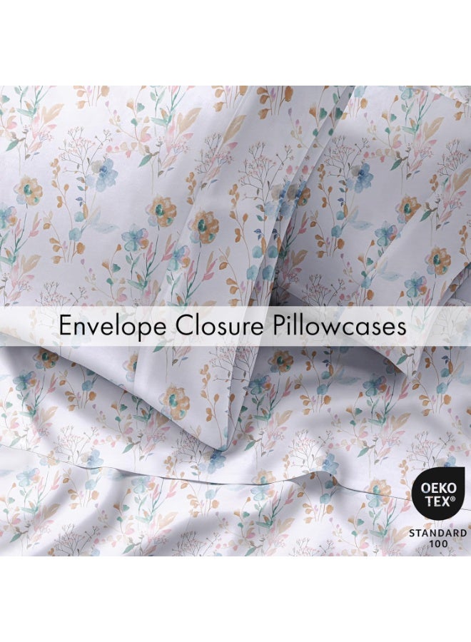 RUVANTI 6 Pcs Cotton Sheets - 100% Natural Cotton Soft, Lightweight & Breathable Crispy Percale Bed Sheets, Queen Sheet Set 16" Deep Pockets, Radiant - Image 2