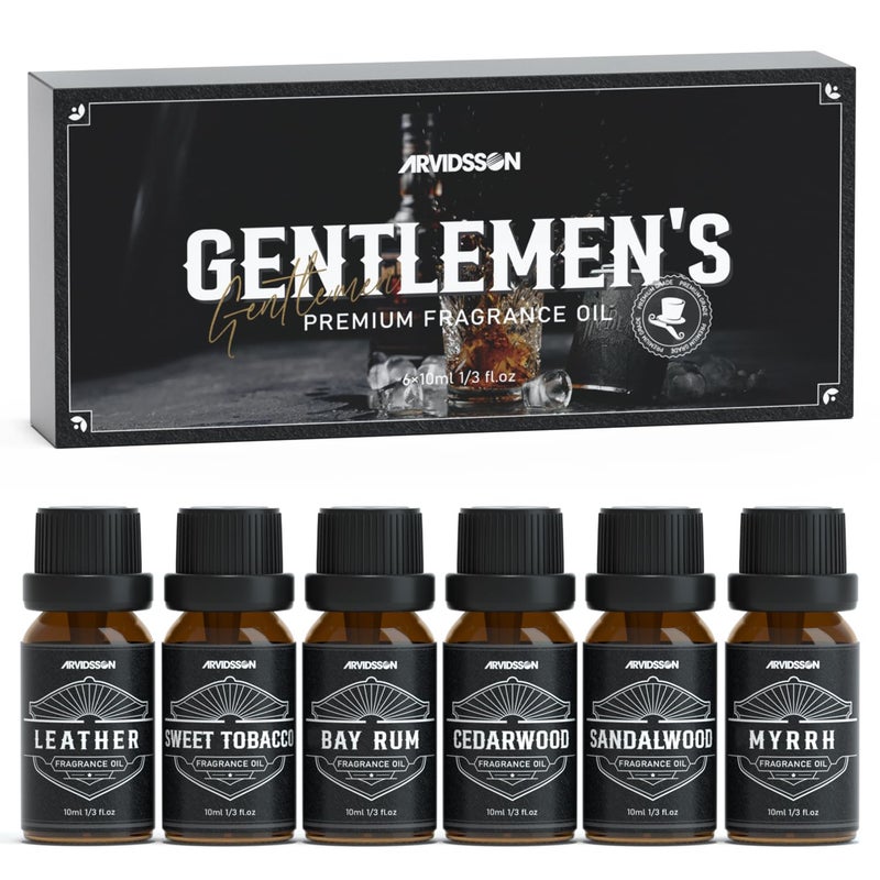 ARVIDSSON Essential Oils for Men, ARVIDSSON Masculine Essential Oils, Manly Fragrance Oils for Diffuser, Sandalwood, Cedarwood, Leather, Sweet Tobacco, Bay Rum, Myrrh, Gift for Men - Image 1