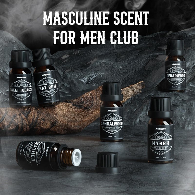 ARVIDSSON Essential Oils for Men, ARVIDSSON Masculine Essential Oils, Manly Fragrance Oils for Diffuser, Sandalwood, Cedarwood, Leather, Sweet Tobacco, Bay Rum, Myrrh, Gift for Men - Image 2