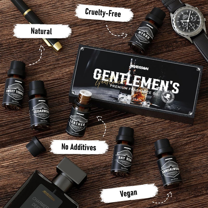 ARVIDSSON Essential Oils for Men, ARVIDSSON Masculine Essential Oils, Manly Fragrance Oils for Diffuser, Sandalwood, Cedarwood, Leather, Sweet Tobacco, Bay Rum, Myrrh, Gift for Men - Image 5