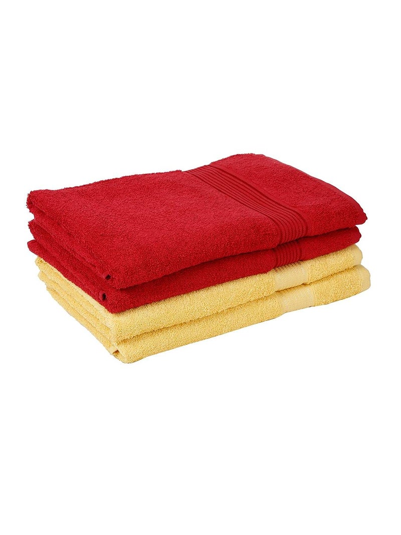 Kopa by Bianca 400 GSM 100% Cotton Soft Terry Towel l 4pc Bath Towel l Bath Towel for Men l Bath Towel for Women l D`Ross l Red-Yellow - Image 5