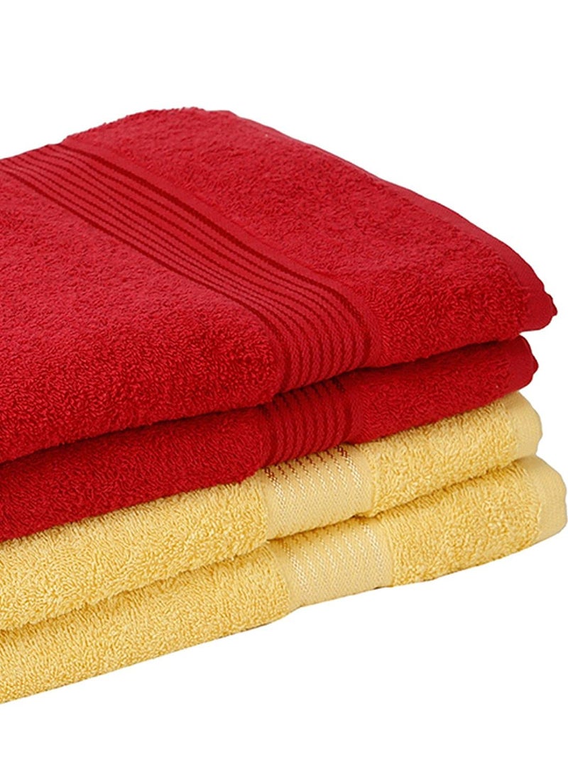 Kopa by Bianca 400 GSM 100% Cotton Soft Terry Towel l 4pc Bath Towel l Bath Towel for Men l Bath Towel for Women l D`Ross l Red-Yellow - Image 3