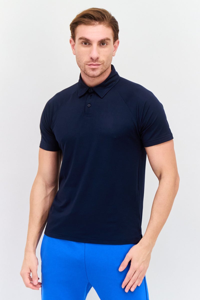 Legend قمصان بولو رياضية للرجال بأكمام قصيرة، لون كحلي داكن - Image 1