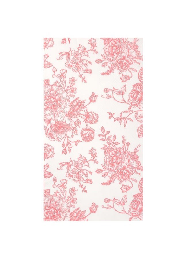 Elyxio 100 Floral Guest Napkins Pink and White Toile Disposable Paper Napkins Decorative Flower Bathroom Hand Towels for Bridal Baby Shower Tea Party Birthday Party Supplies - Image 1