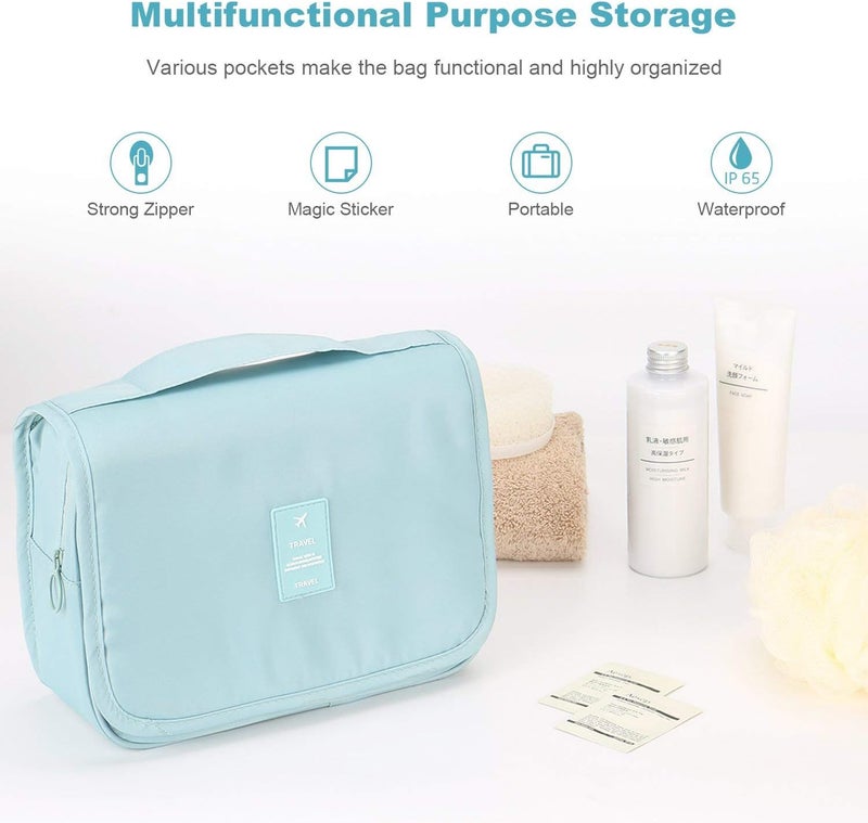 Goodern Travel Set Hanging Toiletry Bag - Waterproof, Pack-Flat Design, Blue - Image 3
