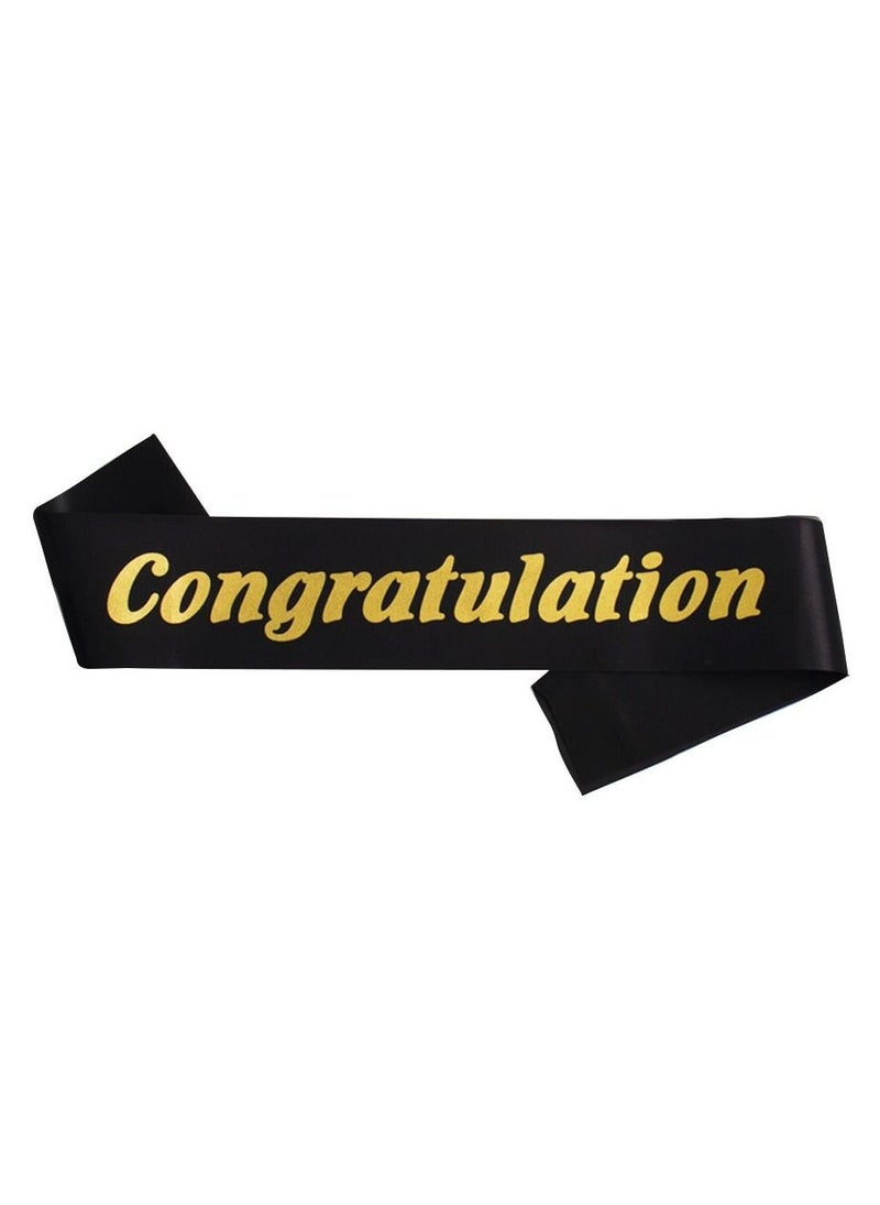 VITION Congratulation Sash Graduation Birthday Party Supplies Celebration Party Costumes Accessories Black/Gold - Image 2