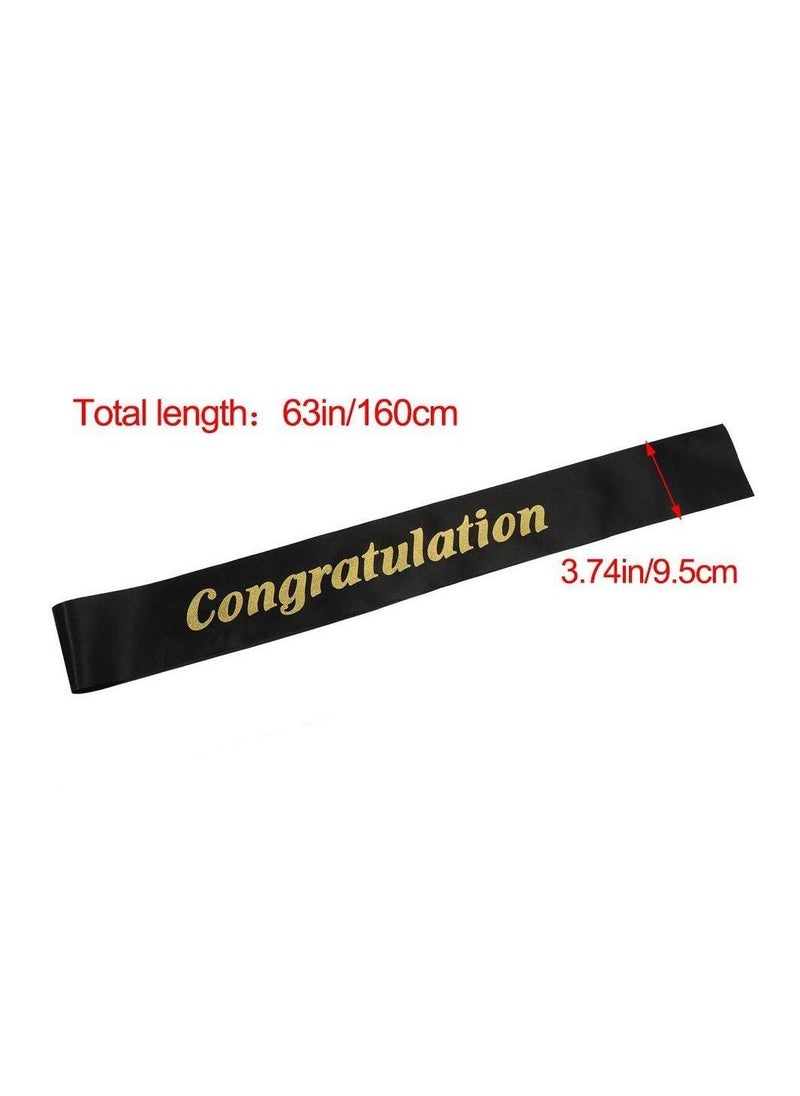 VITION Congratulation Sash Graduation Birthday Party Supplies Celebration Party Costumes Accessories Black/Gold - Image 5